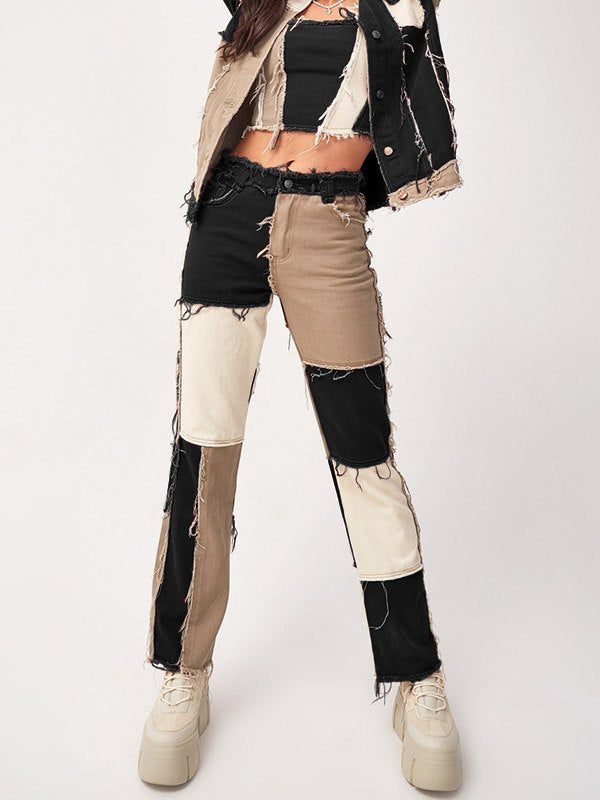 Pastel Patchwork Denim Boyfriend Jeans