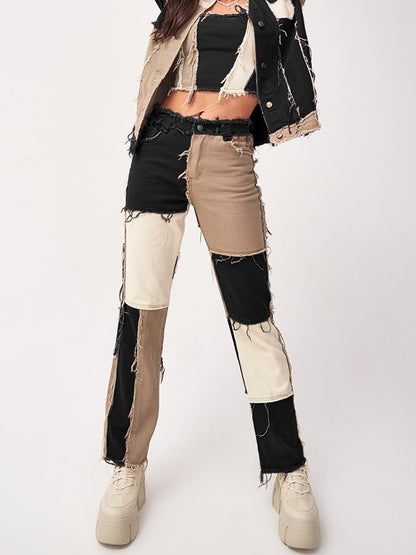 Pastel Patchwork Denim Boyfriend Jeans
