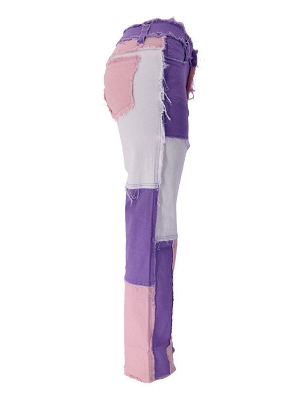Pastel Patchwork Denim Boyfriend Jeans