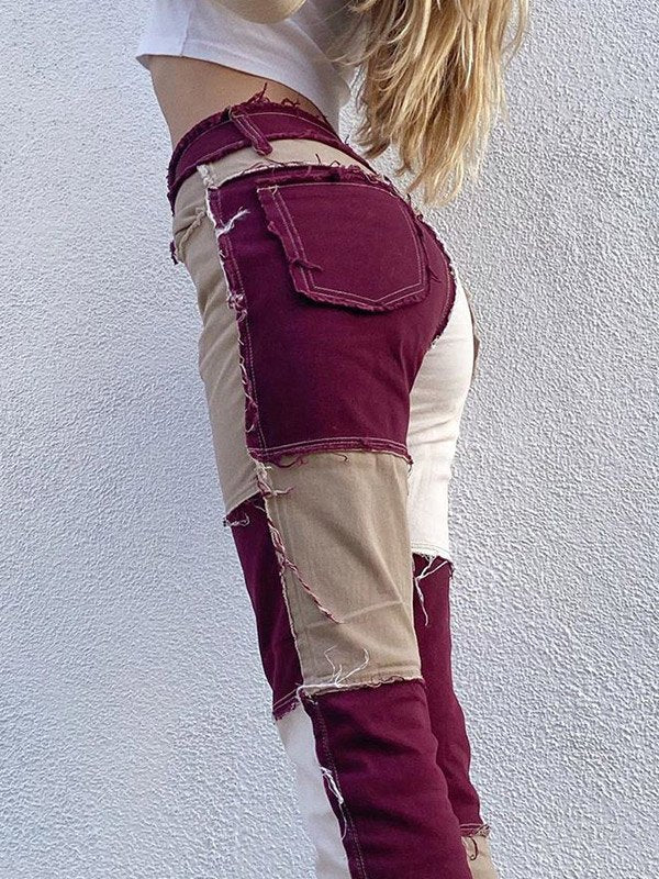 Pastel Patchwork Denim Boyfriend Jeans