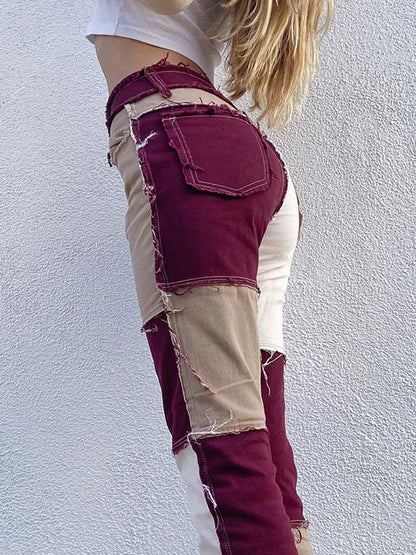 Pastel Patchwork Denim Boyfriend Jeans