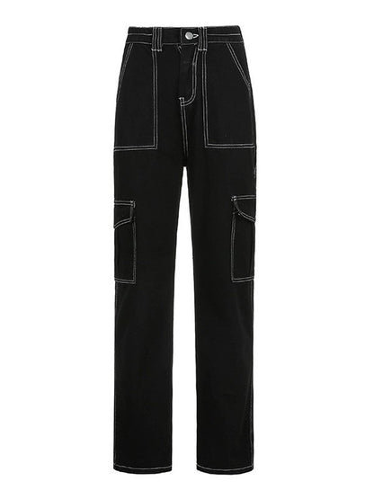 High Waist Straight Cargo Jeans