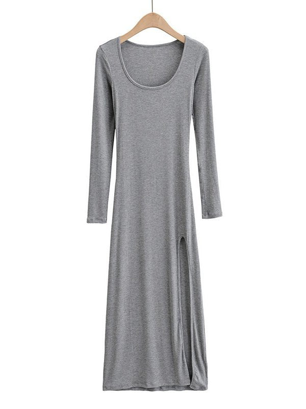 Long Sleeve Ribbed Maxi Dress