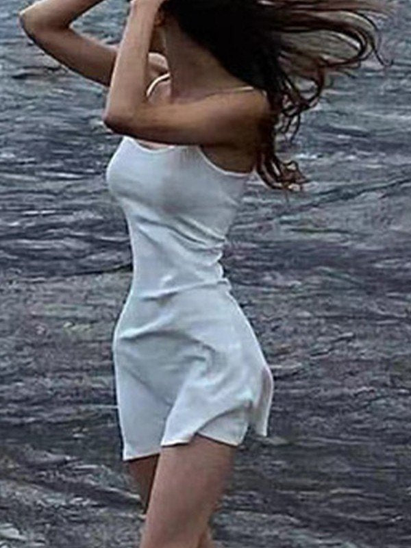 White Summer Beach Mini Dress