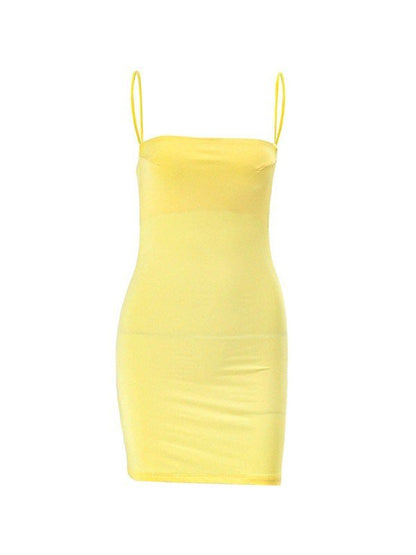 Square Neck Spaghetti Strap Bodycon Slip Mini Dress