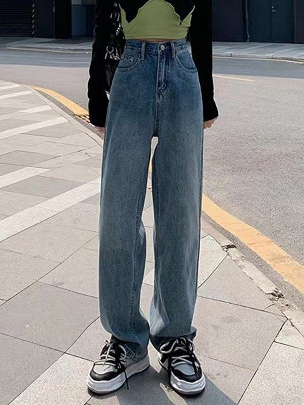 Blue Wash Vintage Straight Boyfriend Jeans