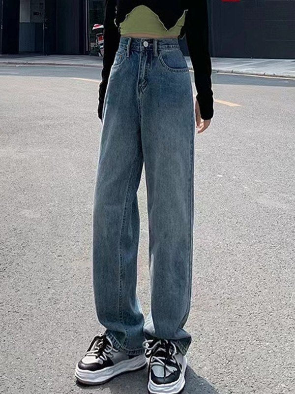 Blue Wash Vintage Straight Boyfriend Jeans