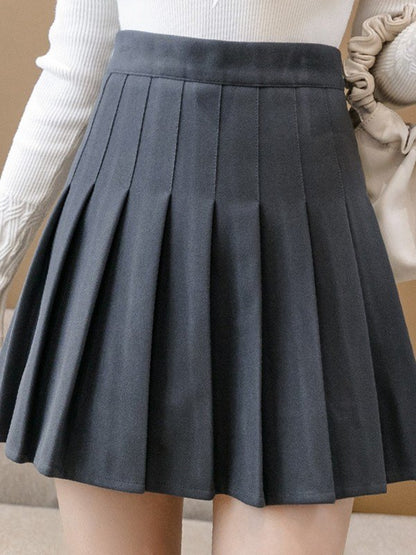 Wool Blend Pleated Mini Skirt