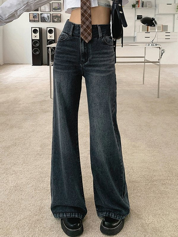 Vintage Wash Straight Boyfriend Jeans