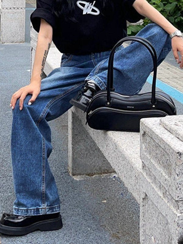 Blue Faded Denim Boyfriend Jeans
