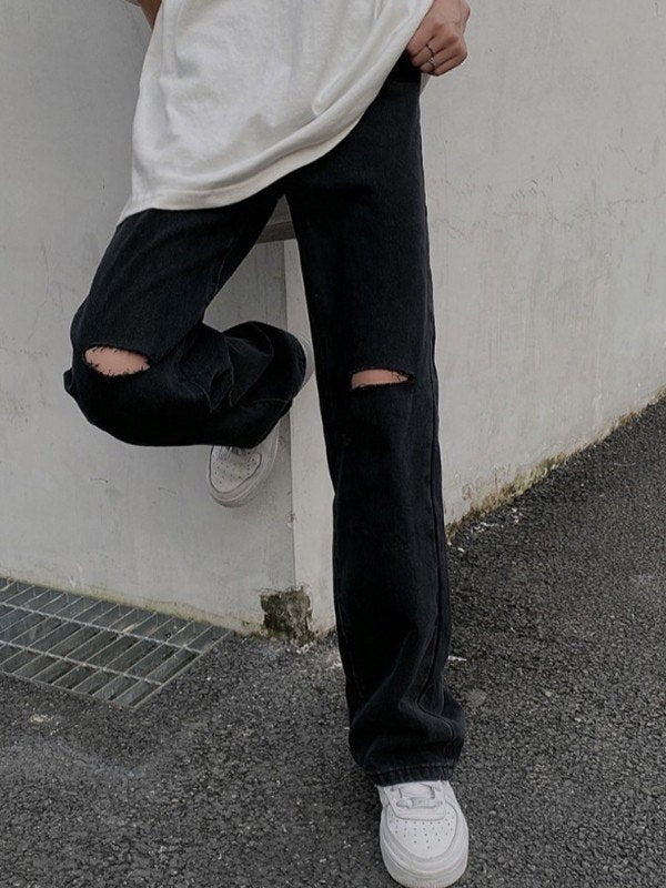 Black Distressed Boyfriend Jeans