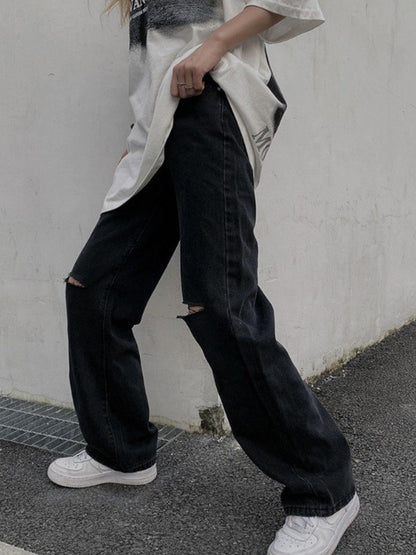 Black Distressed Boyfriend Jeans
