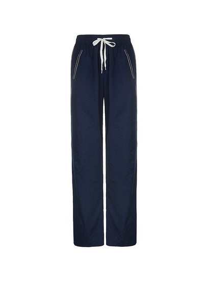 Piping Detail Parachute Straight Leg Pants