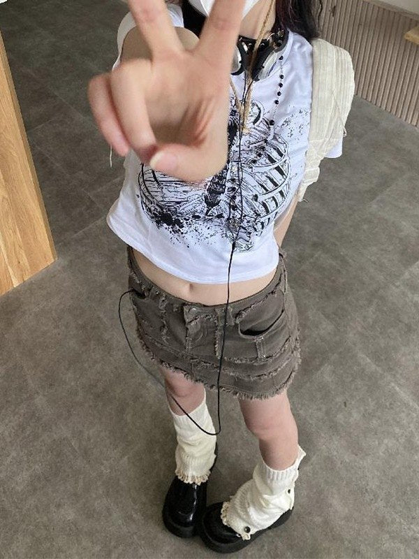 Splash Skull Crop Top