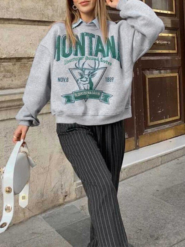 Montana Gray Pullover Graphic Sweatshirt