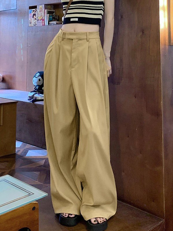 Apricot Baggy Pleats Tailored Pants