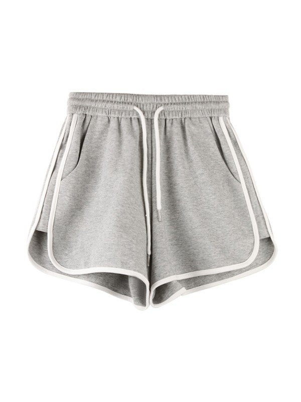 Contrast Trim Gray Sweat Shorts