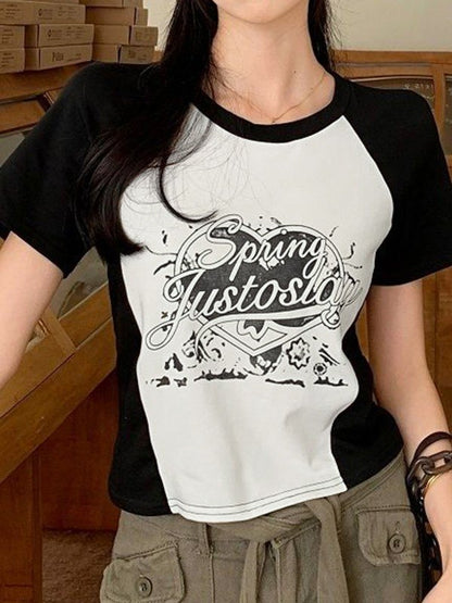 Contrasting Spring Slay Short Sleeve Crop Top