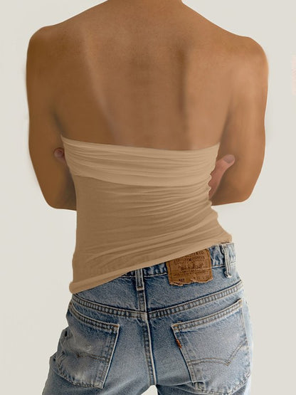 Ruched Patchwork Bandeau Top