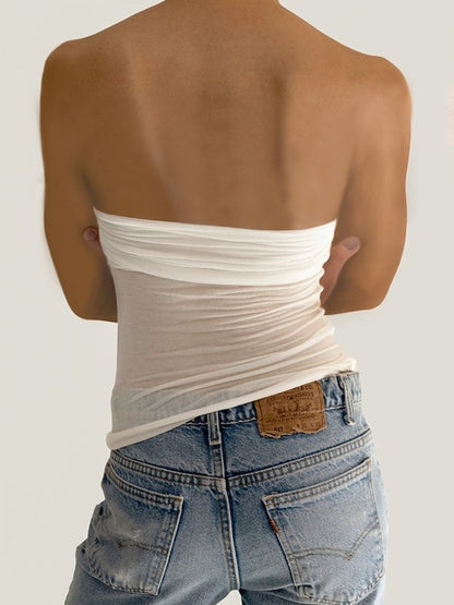 Ruched Patchwork Bandeau Top