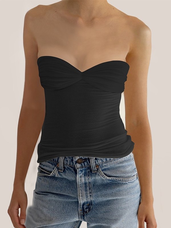 Ruched Patchwork Bandeau Top