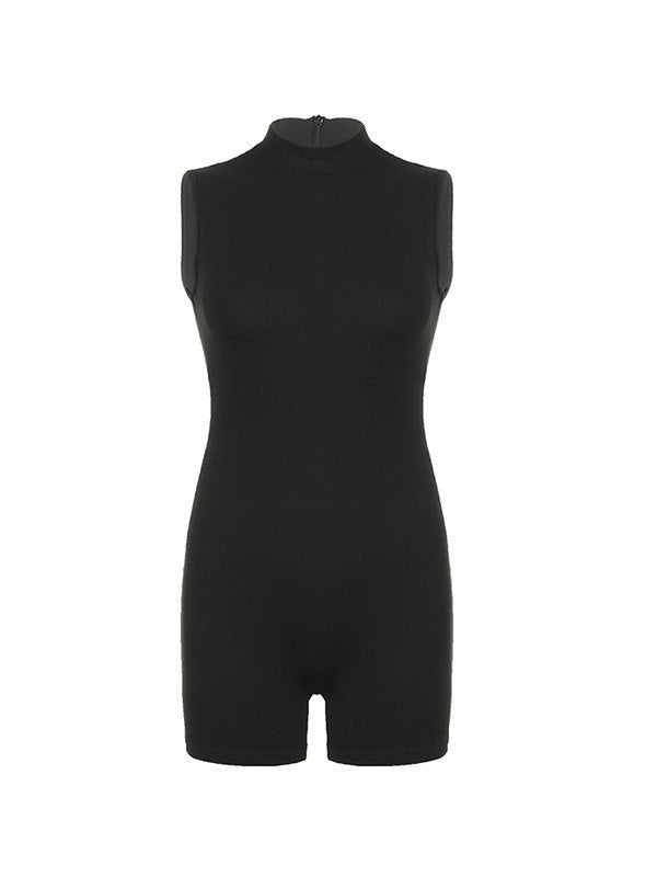 Sleeveless Sports Black Romper
