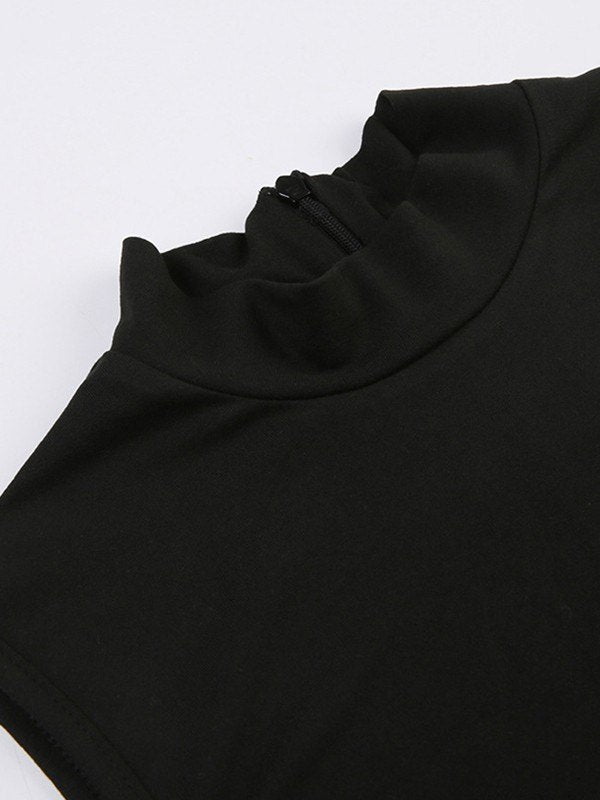 Sleeveless Sports Black Romper