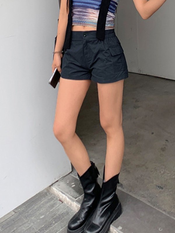 Navy Blue Micro Cargo Shorts