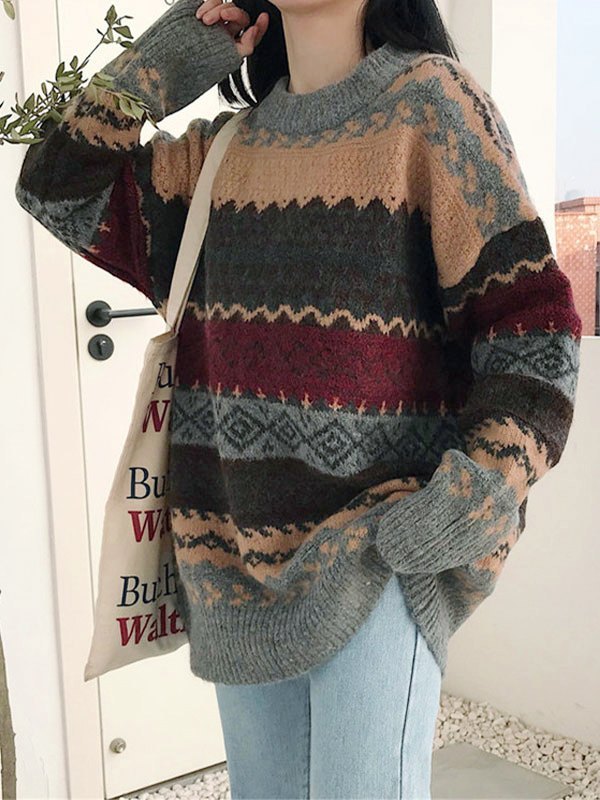 Vintage Jacquard Knit Sweater