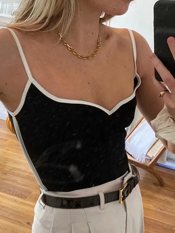 Contrast Trim Crop Cami Top