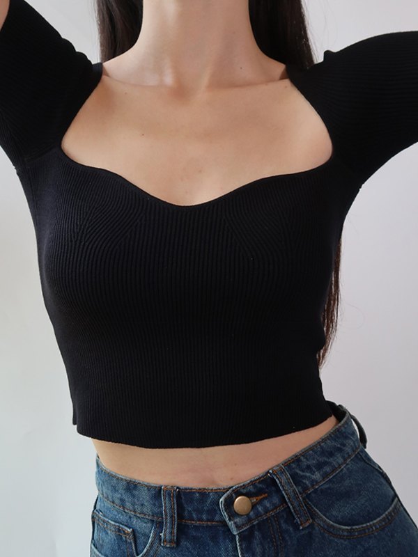 Vintage Y2K Solid Crop Knit