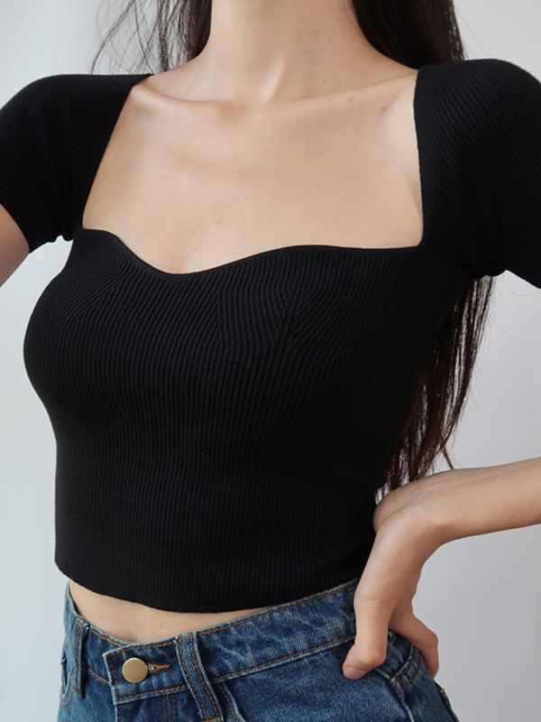 Vintage Y2K Solid Crop Knit