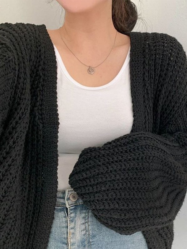 Open Front Long Sleeve Knit Cardigan