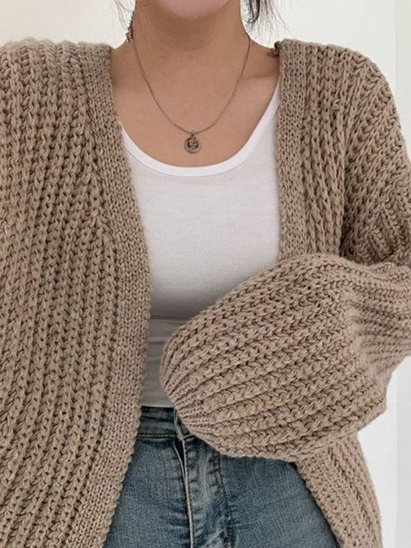 Open Front Long Sleeve Knit Cardigan