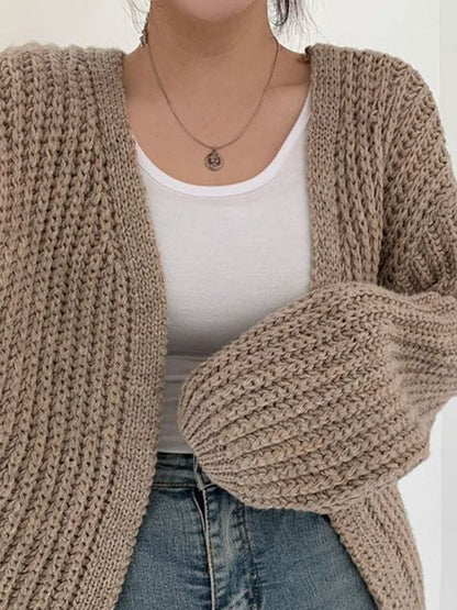 Open Front Long Sleeve Knit Cardigan