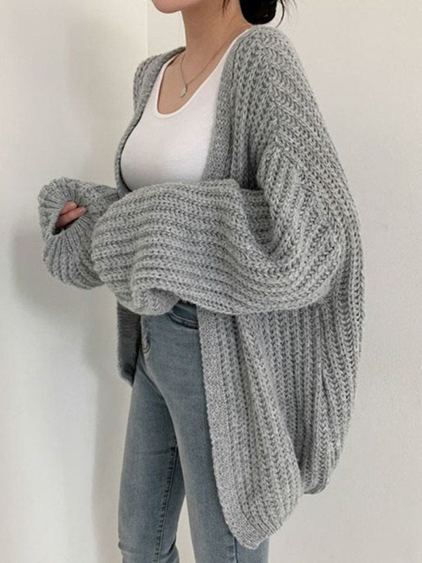 Open Front Long Sleeve Knit Cardigan
