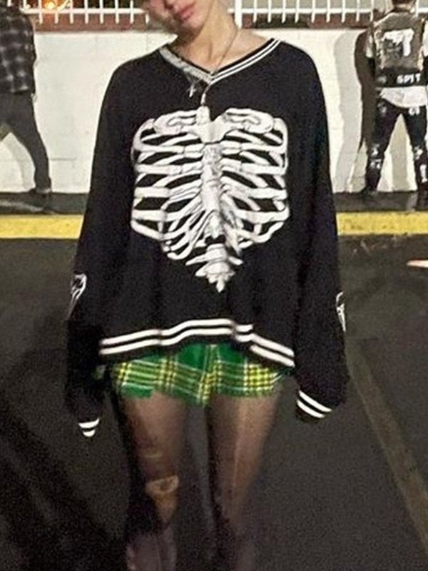 Heart Skull Jacquard Knit Sweater
