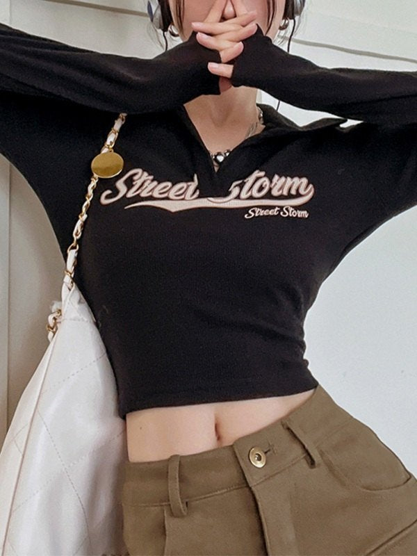 Street Storm Graphic Knit Crop Top