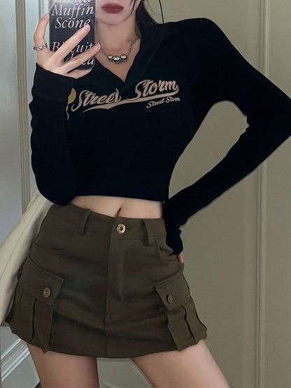Street Storm Graphic Knit Crop Top