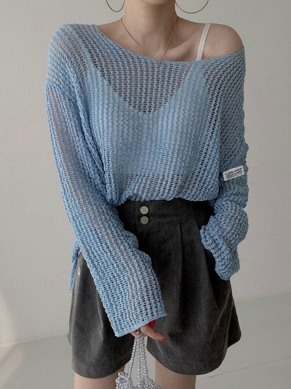 Oversized Hollow Out Crochet Knit Top