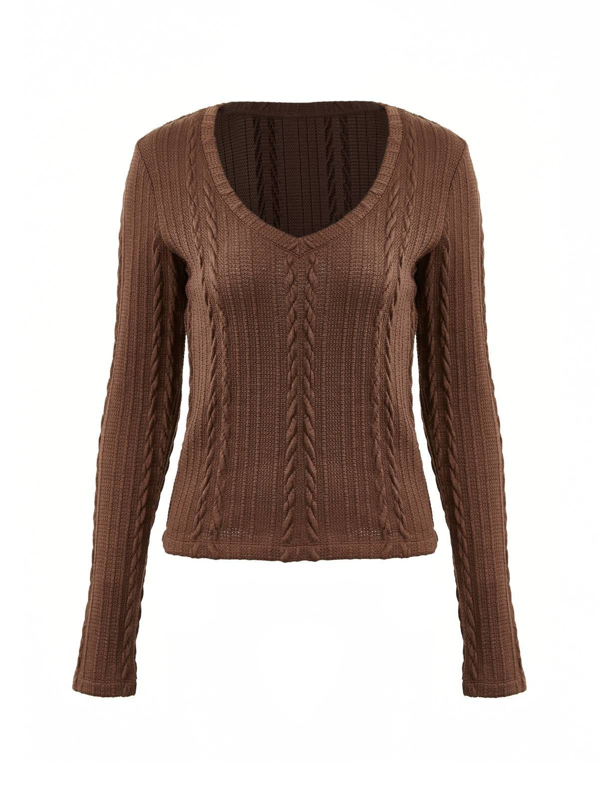 Vintage V Neck Cable Knit Top
