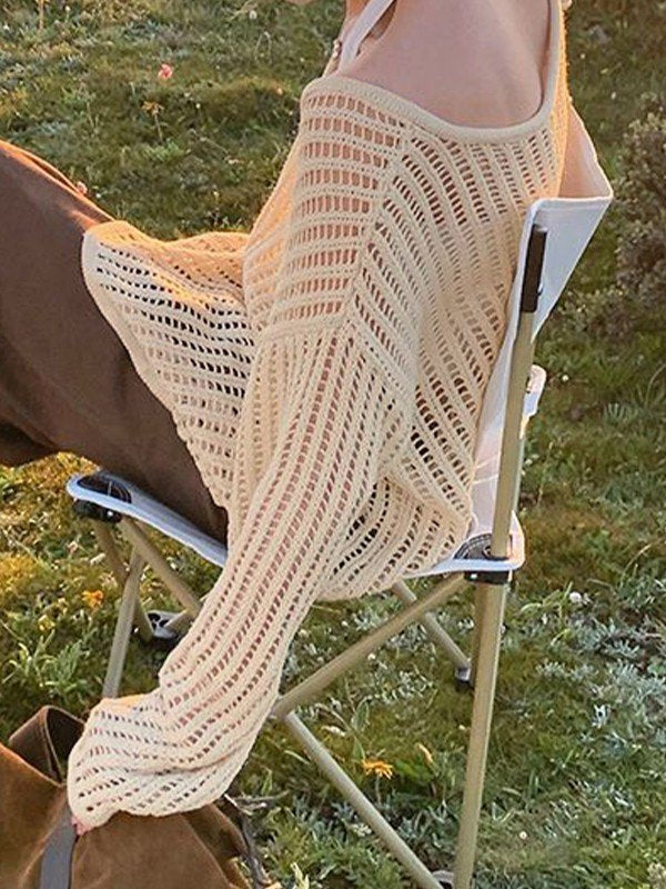 Split Hem Open Knit Top
