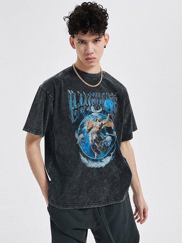 Unisex Acid Wash Vintage Graphic Tee