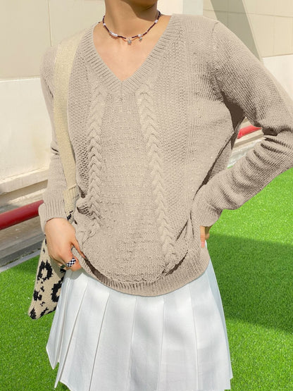 V Neck Metallic Black Pullover Sweater