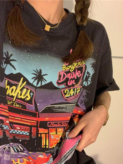 Motel Graphic Short Sleeve Oversized Tee