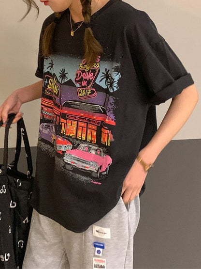 Motel Graphic Short Sleeve Oversized Tee