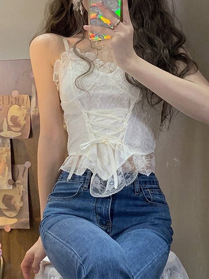 Tie Front Lace Corset Top