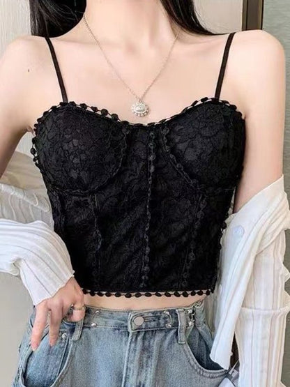Smocked Lace Padded Corset Top