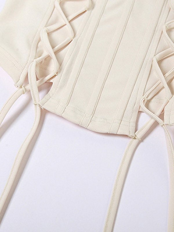 Tie Front Strapless Corset Top