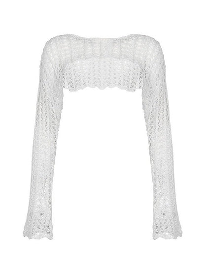 Retro Hollow Short Knit Crop Top